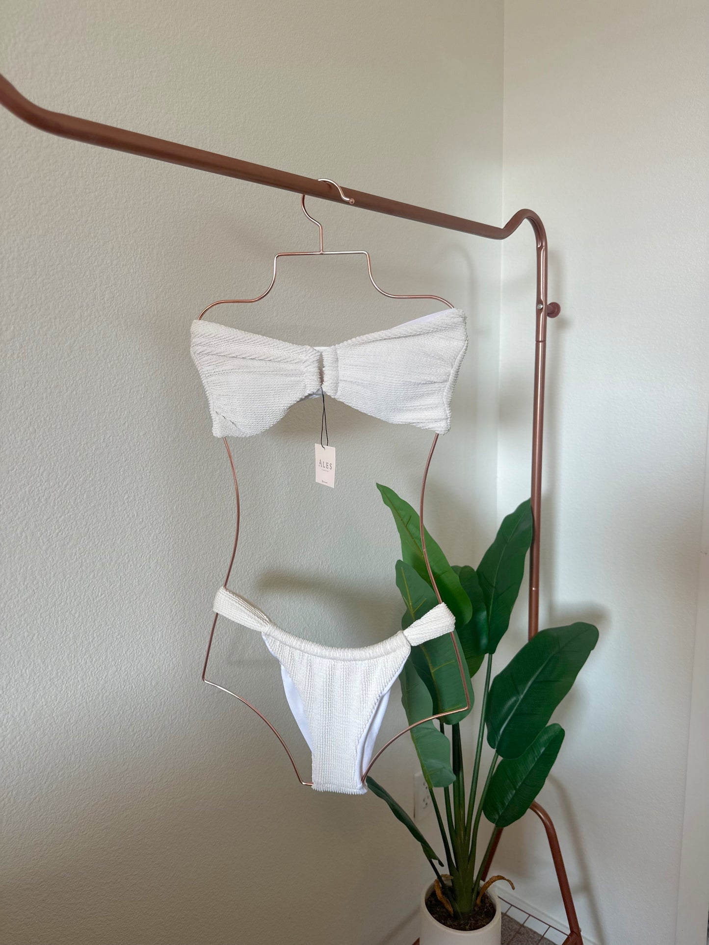 White Ribbed Bikini Set